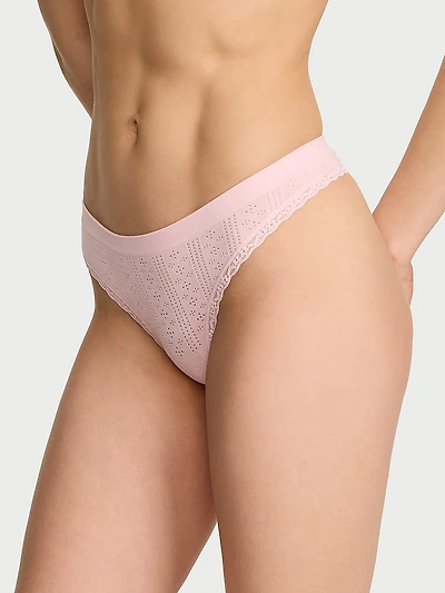 Seamless Sheer Rib Thong Panty