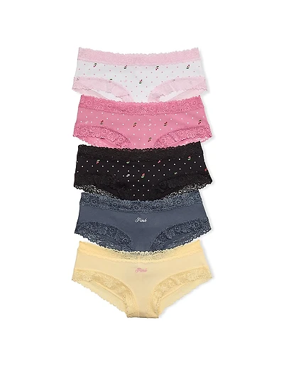 5-Pack PINK Wink™ Lace Mixed Cheeky Panties