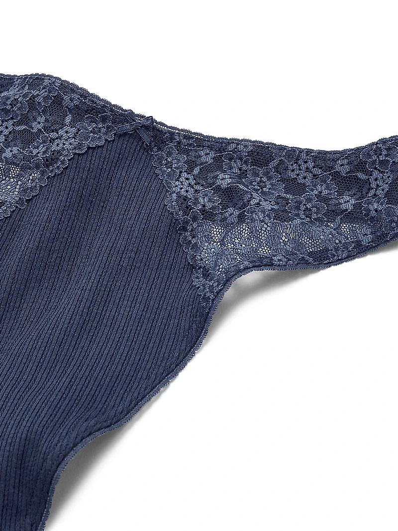 Stretch Cotton High-Leg Scoop Thong Panty