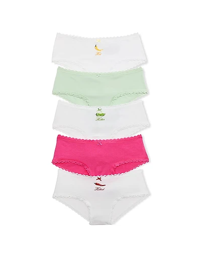 7-Pack Lace-Trim Cotton Cheeky Panties