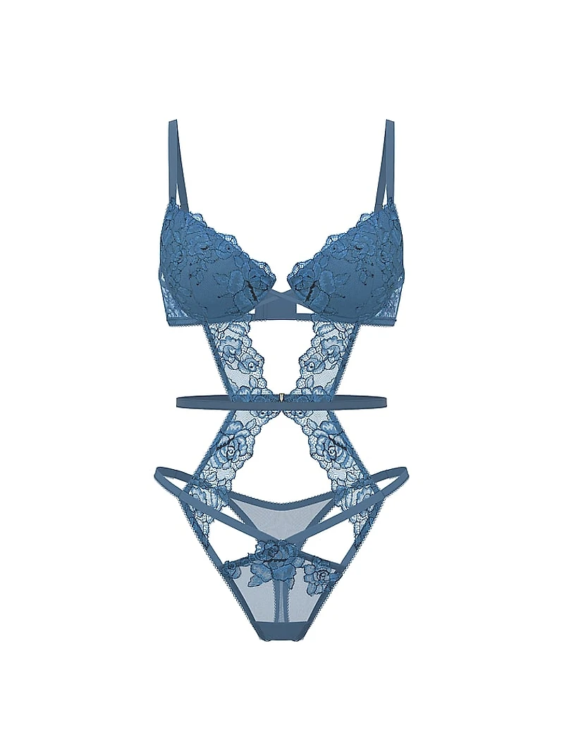 Denim Rose Lace Lightly Lined Strappy Teddy
