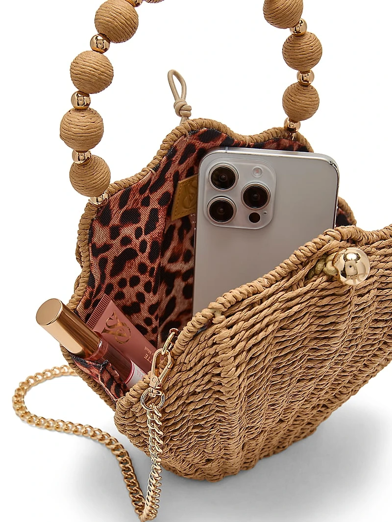 Shell Straw Crossbody Bag