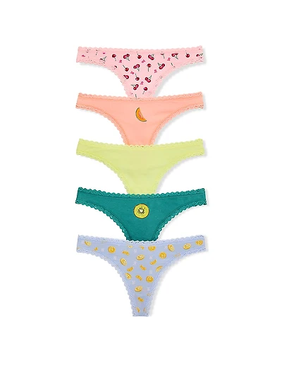 7-Pack Days of the Week Lace-Trim Thong Panties
