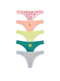 7-Pack Days of the Week Lace-Trim Thong Panties