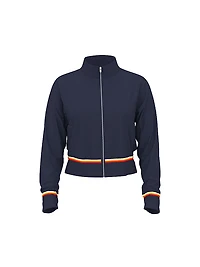 Mesh Cropped Mock-Neck Full-Zip Jacket