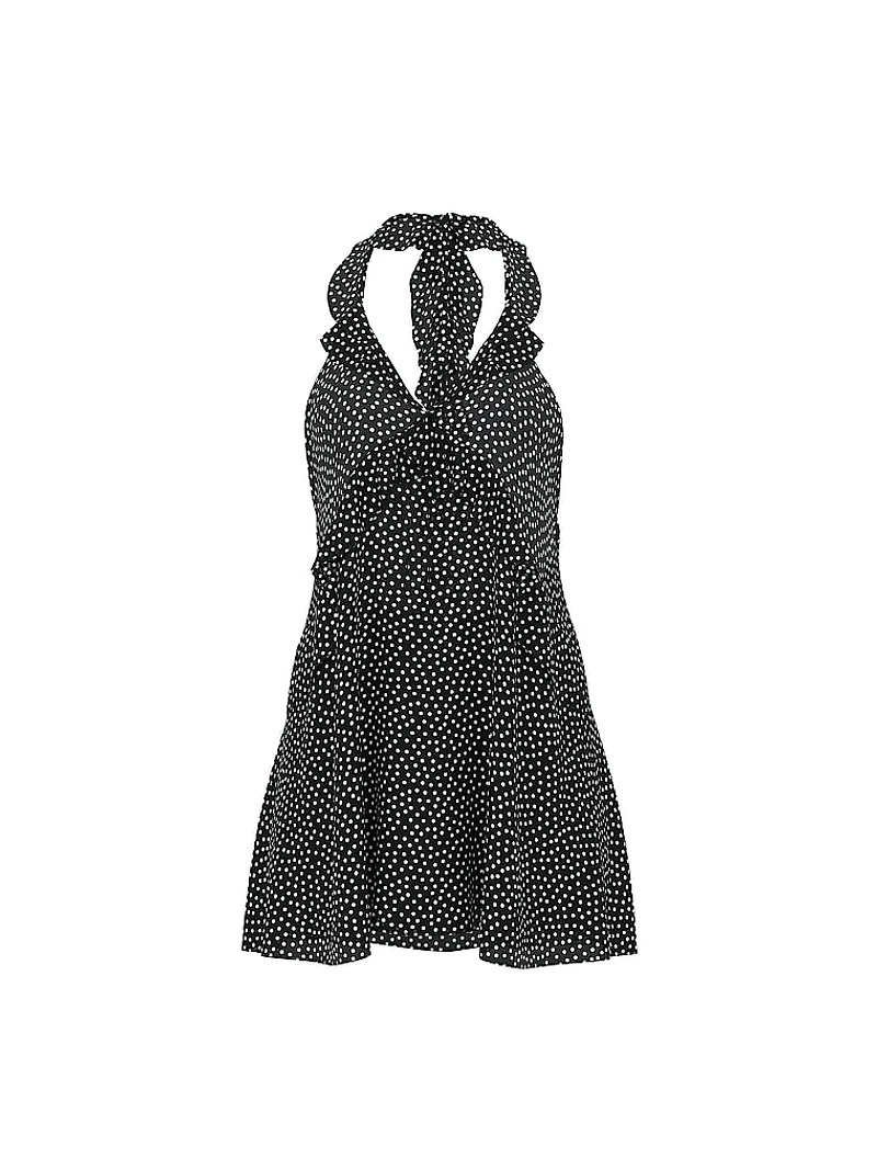 Chiffon Polka Dot Flutter Mini Dress
