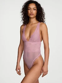 Sheer Rose Plunge Bodysuit