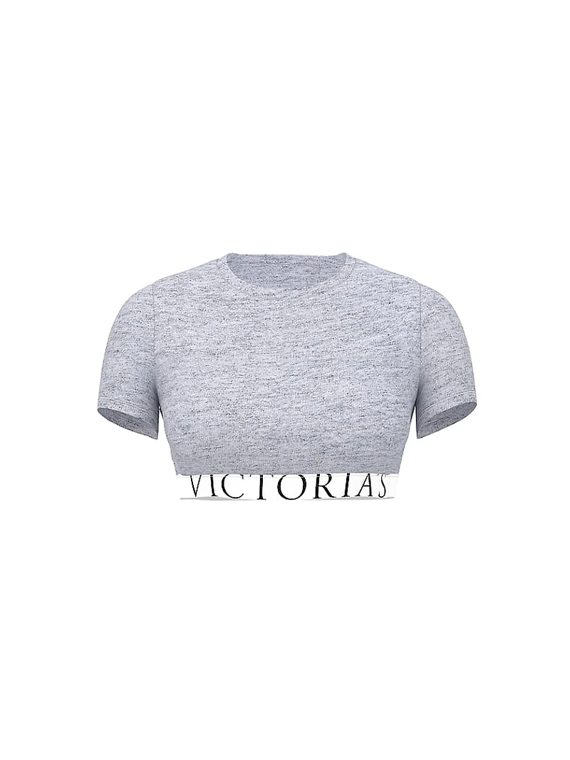 Cotton Short-Sleeve Bralette Crop Top