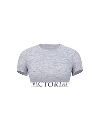 Cotton Short-Sleeve Bralette Crop Top