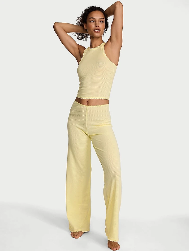 Cotton Shadow Stripe Tank & Pants Set