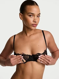 Rose Lace Bows Open-Cup Balconette Bra