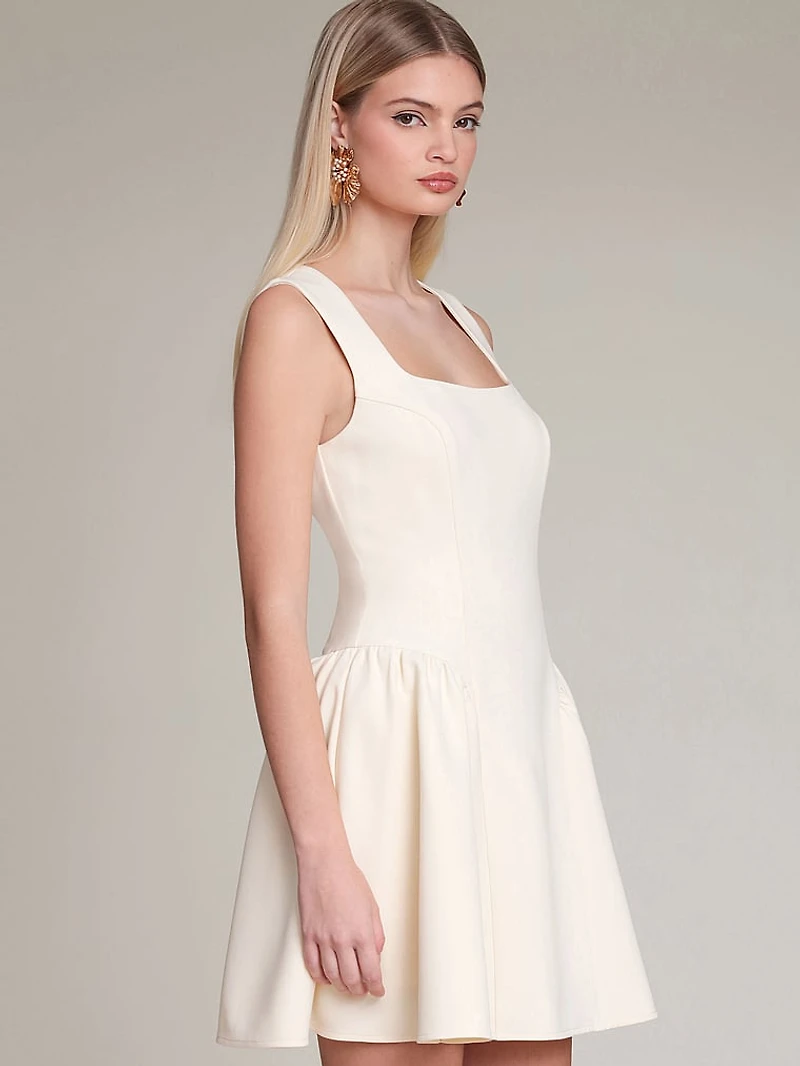 Sculpted Flounce Mini Dress