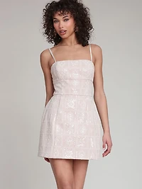Sequin Embroidered Chiffon Mini Dress