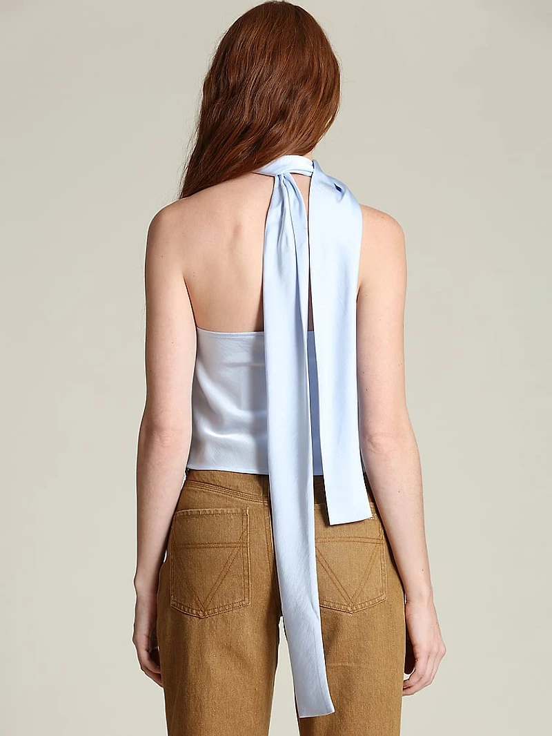 Satin Scarf Tie Halter Top