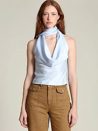 Satin Scarf Tie Halter Top