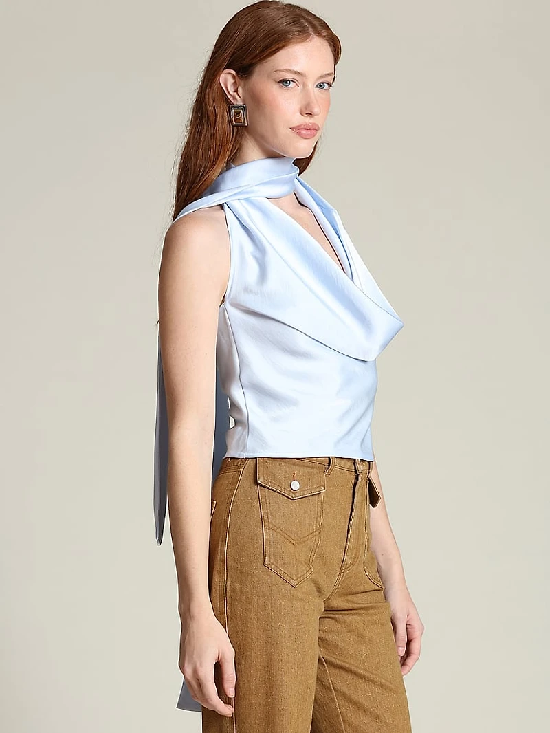 Satin Scarf Tie Halter Top