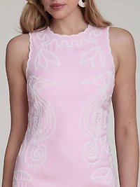 Embroidered Crepe Mini Dress