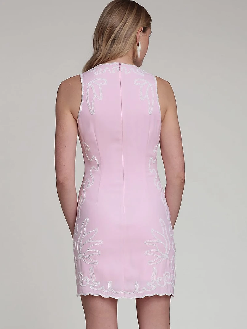 Embroidered Crepe Mini Dress