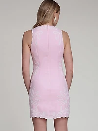 Embroidered Crepe Mini Dress