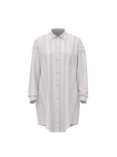 Modal-Cotton Button-Front Sleepshirt