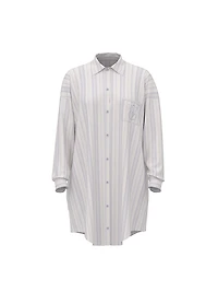 Modal-Cotton Button-Front Sleepshirt