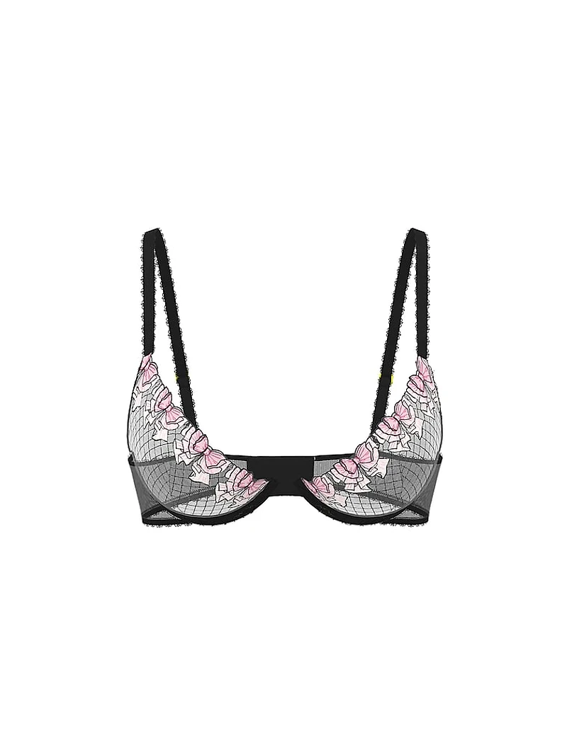 Tease Unlined Bow Embroidery Demi Bra