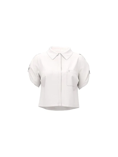 Beachwear Linen Boxy Short-Sleeve Top