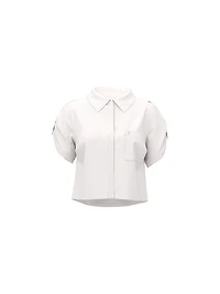 Beachwear Linen Boxy Short-Sleeve Top