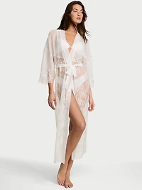 Sheer Rose Lace Long Robe