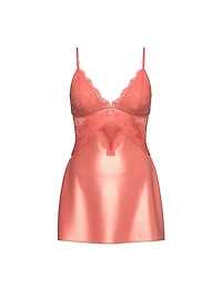 Satin & Lace Cutout Slip Dress