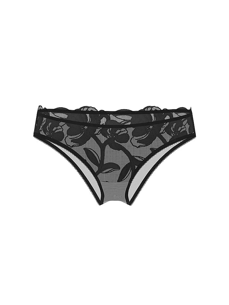 Pop Floral Embroidery Thong Panty