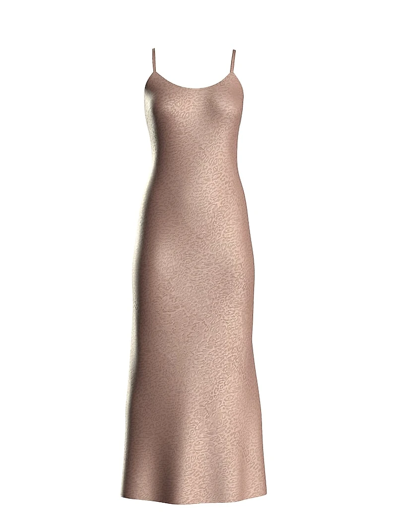 Leopard Jacquard Satin Midi Slip Dress