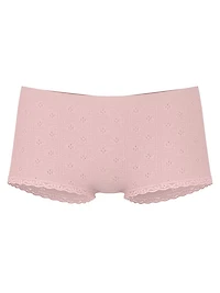 Seamless Pointelle Lace-Trim Boyshort Panty