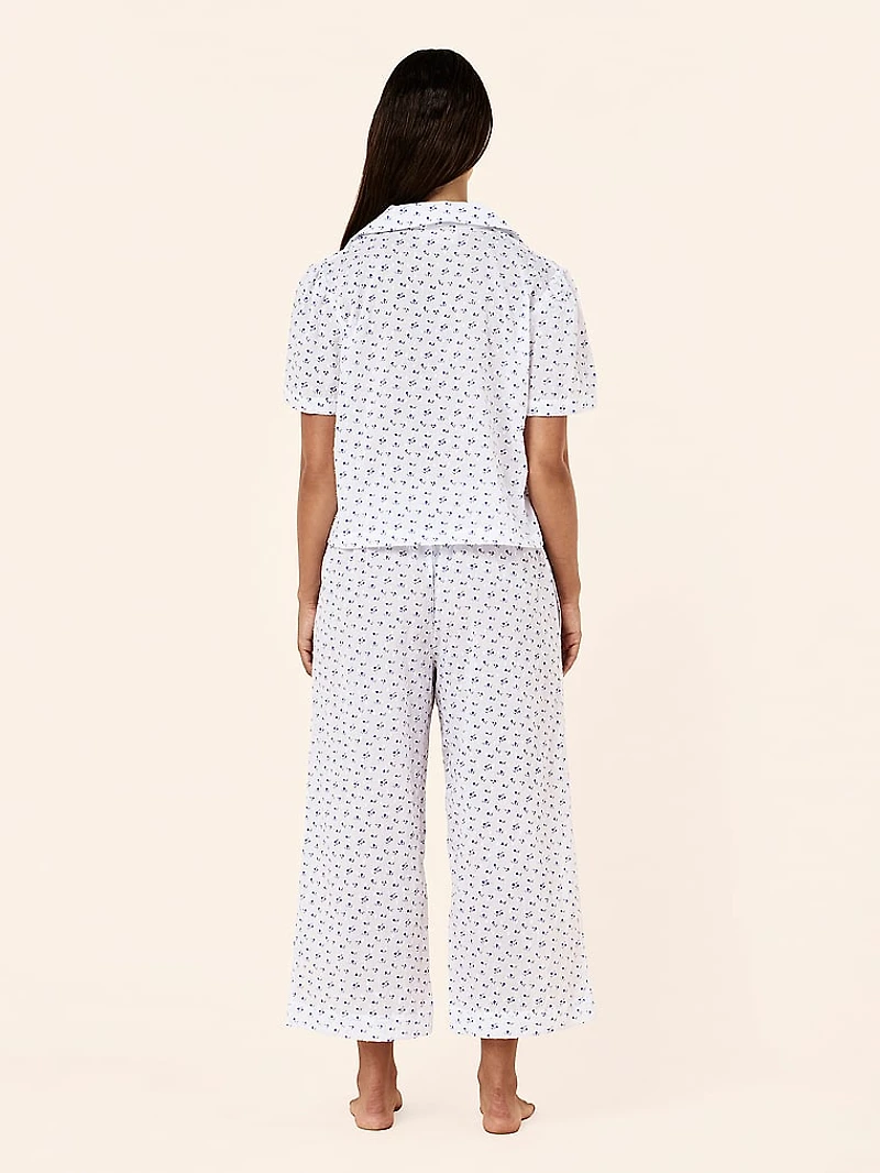 Swiss Dot Short-Sleeve Crop Pajama Set