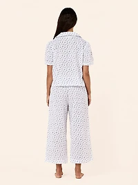 Swiss Dot Short-Sleeve Crop Pajama Set