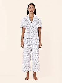 Swiss Dot Short-Sleeve Crop Pajama Set