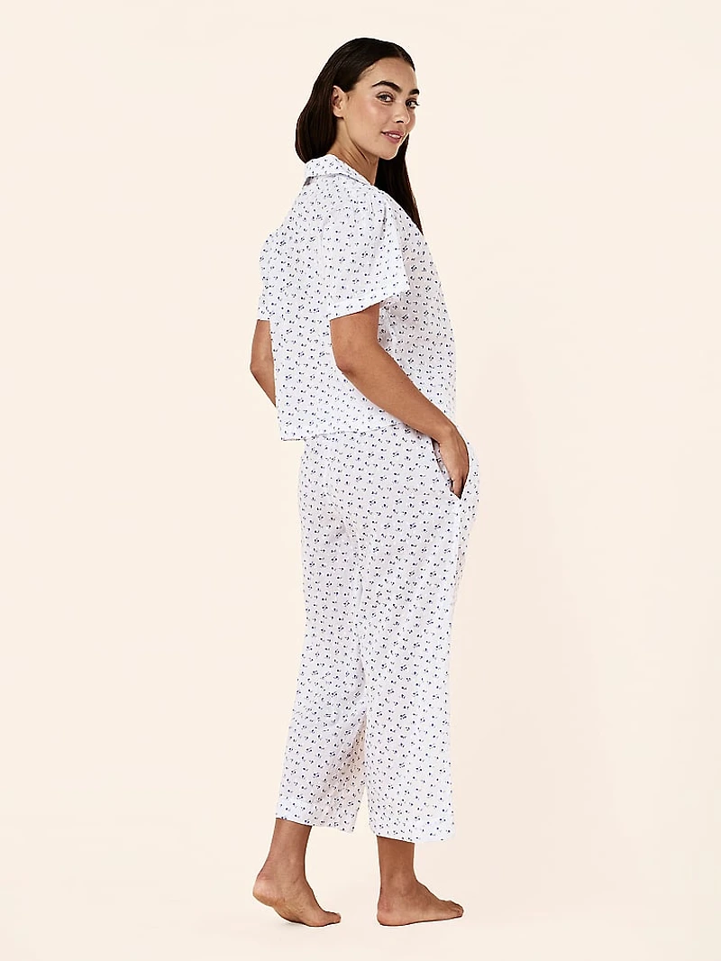 Swiss Dot Short-Sleeve Crop Pajama Set
