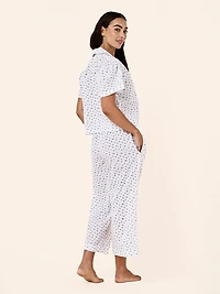 Swiss Dot Short-Sleeve Crop Pajama Set