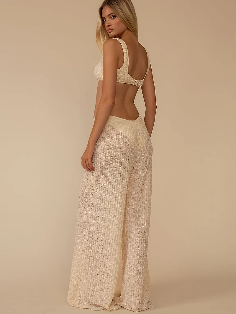 Amalia Texture Wide-Leg Drawstring Pant