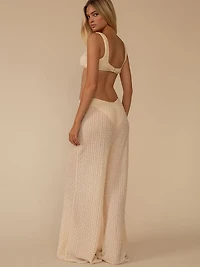 Amalia Texture Wide-Leg Drawstring Pant