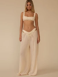 Amalia Texture Wide-Leg Drawstring Pant
