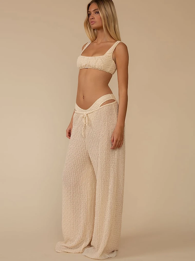 Amalia Texture Wide-Leg Drawstring Pant