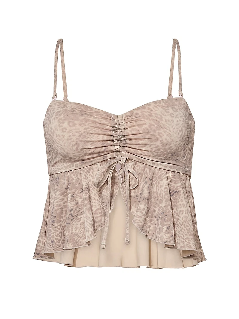 Ruched Fly-Away Tankini Top