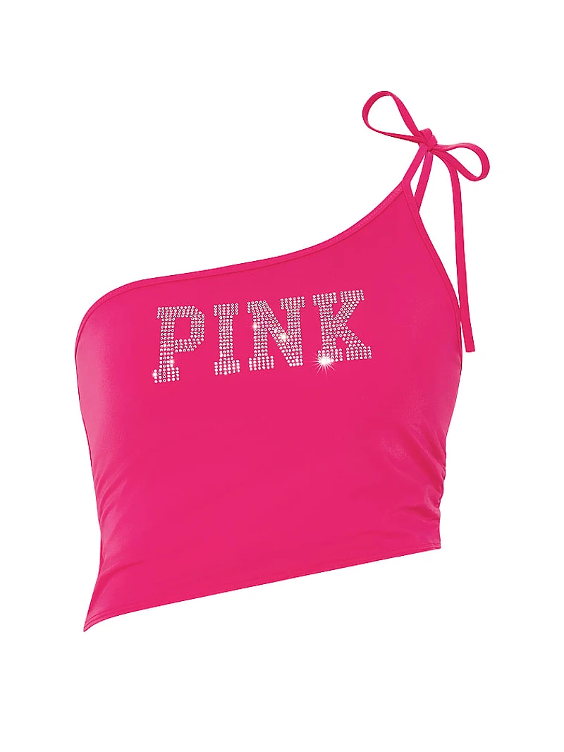 One-Shoulder Ruched Tankini Top