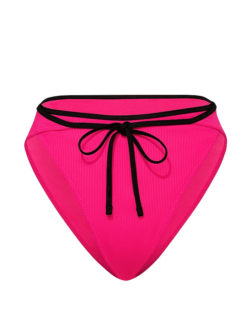 Ribbed High-Waisted Cheeky Bikini Bottom