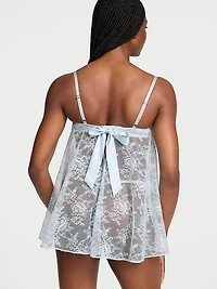 Wicked Unlined Rose Lace Babydoll Set