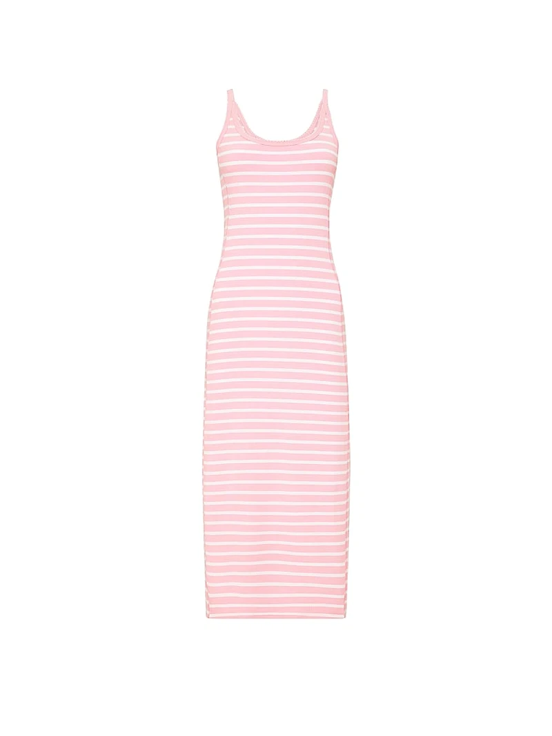 All-Day Soft Rib High-Neck Midi Dress