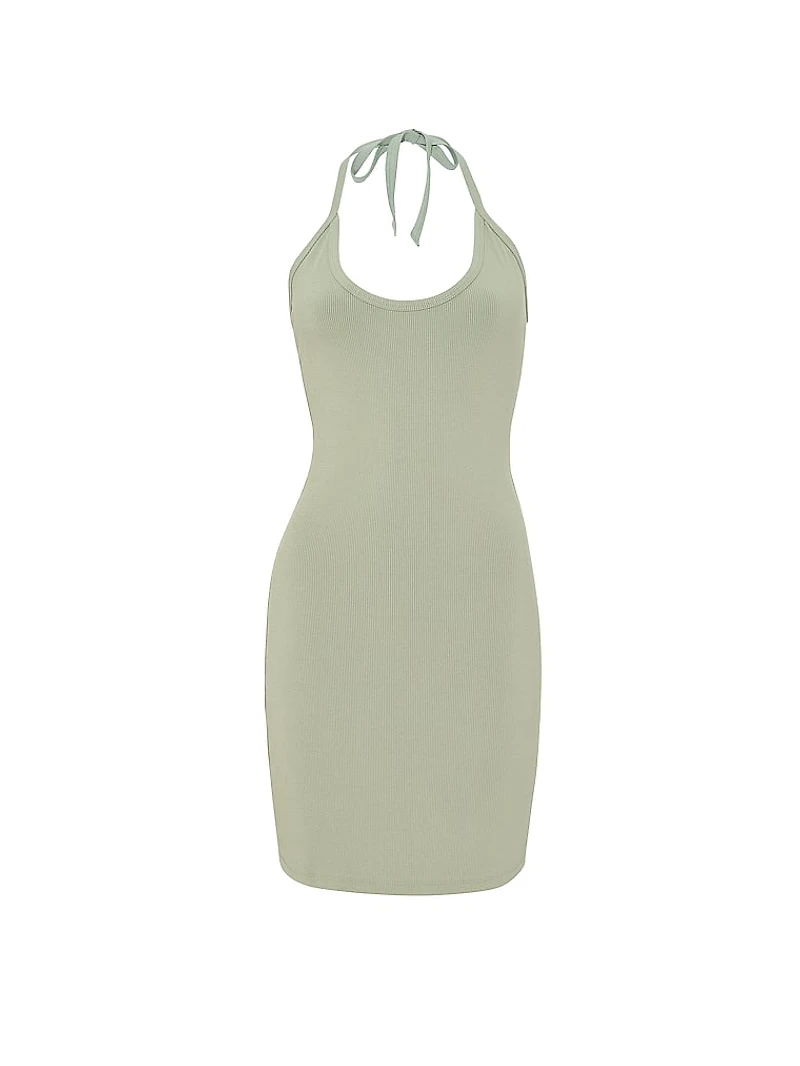 All-Day Soft Rib Halter Dress