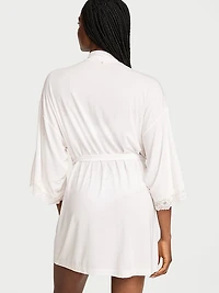 SoSoft™ Modal Lace-Trim Bridal Short Robe