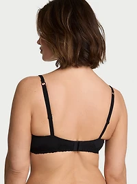 Cotton Lace-Trim Unlined Demi Bra
